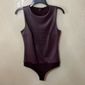 Purple faux leather bodysuit